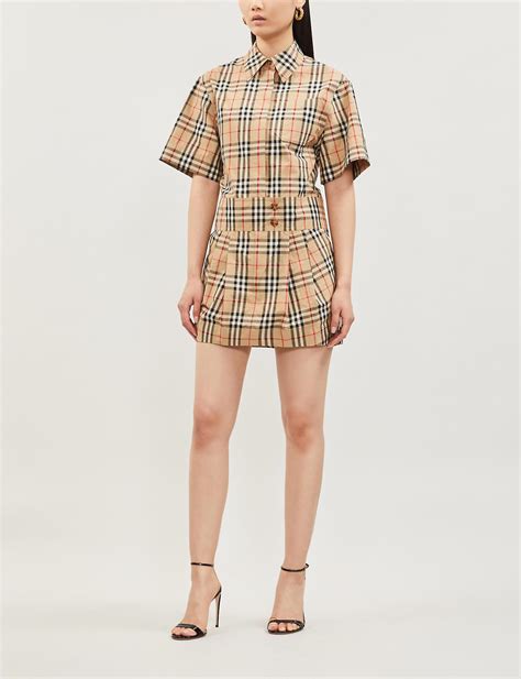 burberry check cotton jersey t-shirt dress|check cotton poplin shirt.